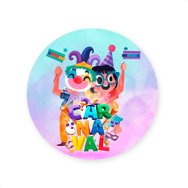 Capa Painel Redondo Sublimados Tema Carnaval Kids 