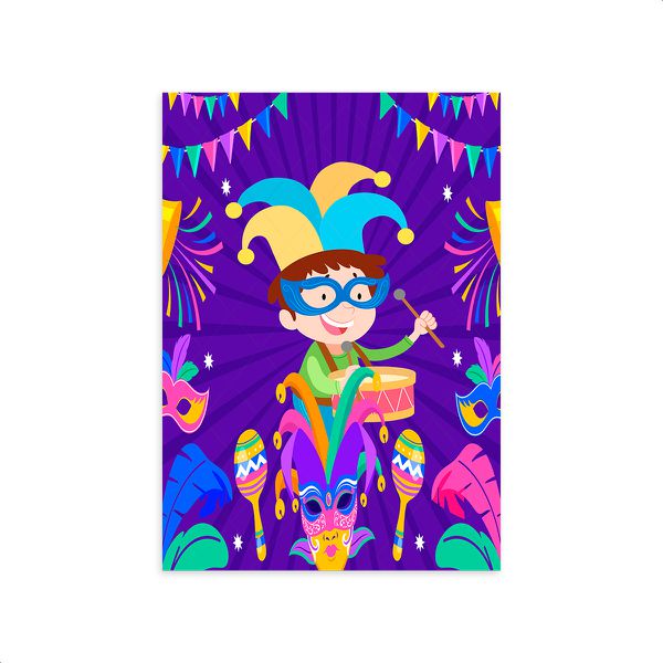 Capa Painel Retangular Sublimado Tema Carnaval Kids 