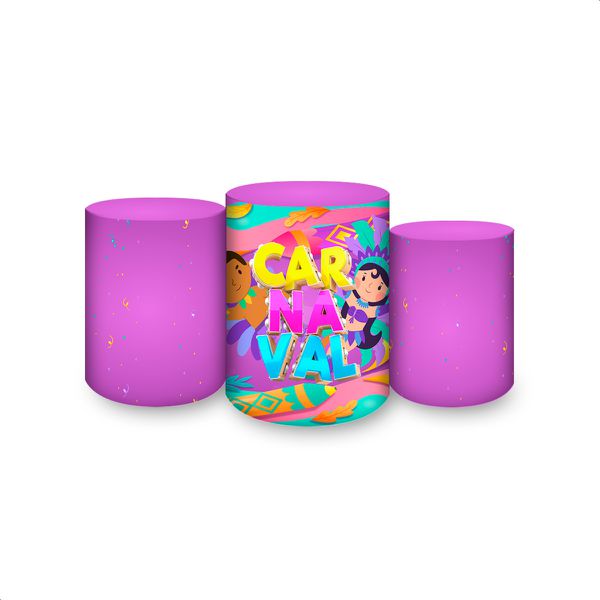 Trio Capas Cilindros Sublimados Tema Carnaval Kids 