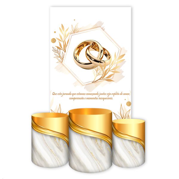Capa Retangular + Trio Capas Cilindros Sublimados Tema Casamento / Noivado 2539