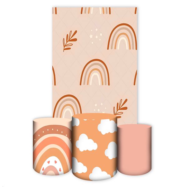 Capa Retangular + Trio Capas Cilindros Sublimados Tema Chá de Bebe 458