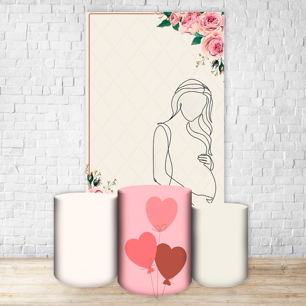Capa Retangular + Trio Capas Cilindros Sublimados Tema Chá de Bebe 466