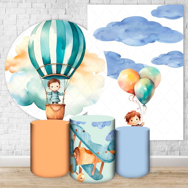 Kit 5 Peças Capa Redonda + Capa Retangular + Trio Capas Cilindros Sublimados Tema Chá De Bebe 413
