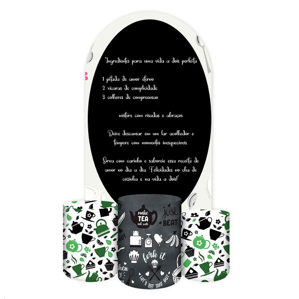 Capa Painel Romano Veste fácil + 3 Capas Cilindros Tema Chá de Cozinha 2560