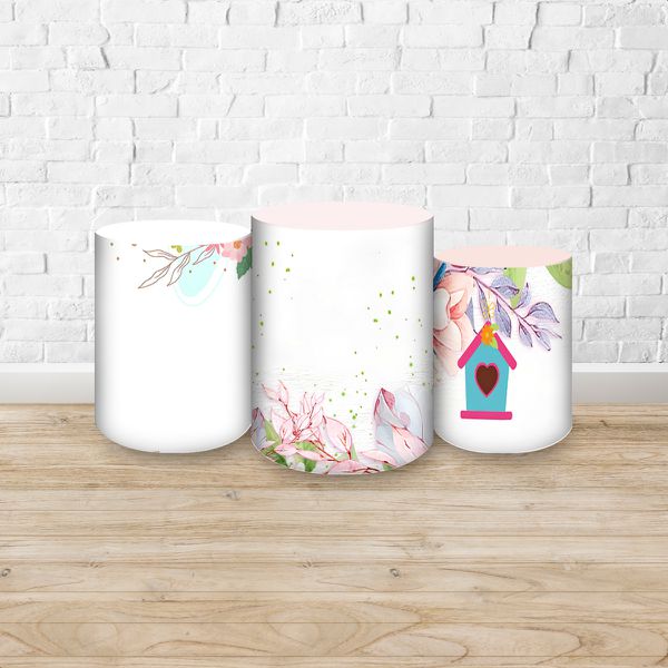 Trio Capas Cilindros Sublimados Tema Jardim 424