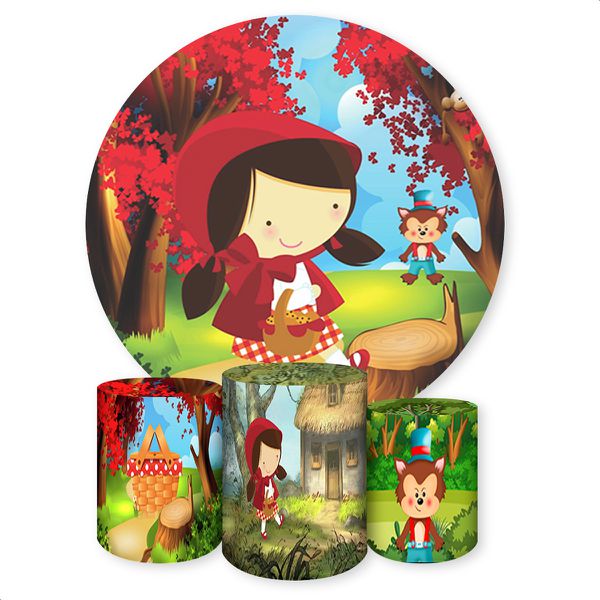 Capa Painel + Trio Capas Cilindros Sublimados Tema Chapéuzinho Vermelho 1304