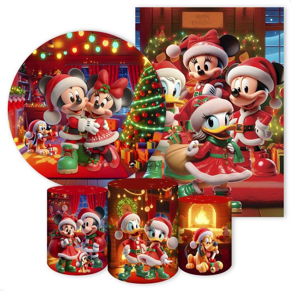 Kit 5 Peças Capa Redonda + Capa Retangular + Trio Capas Cilindros Sublimados Tema Natal 4612