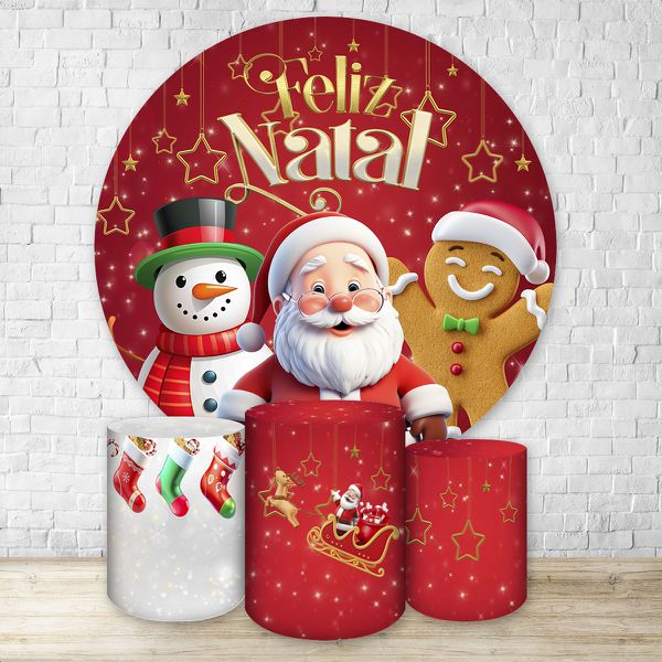 Capa Painel + Trio Capas Cilindros Sublimados Tema Natal 4610
