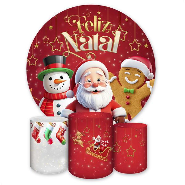 Capa Painel + Trio Capas Cilindros Sublimados Tema Natal 4610