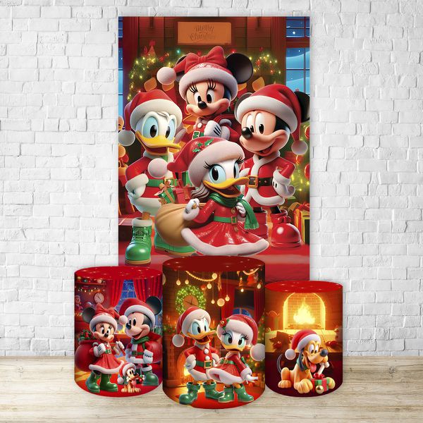Capa Retangular + Trio Capas Cilindros Sublimados Tema Natal 4612