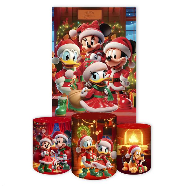 Capa Retangular + Trio Capas Cilindros Sublimados Tema Natal 4612