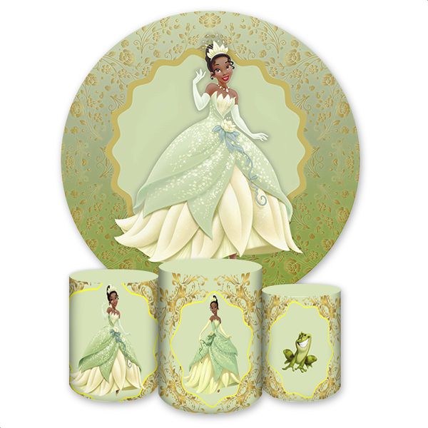Capa Painel + Trio Capas Cilindros Sublimados Tema Princesa e o Sapo 1377
