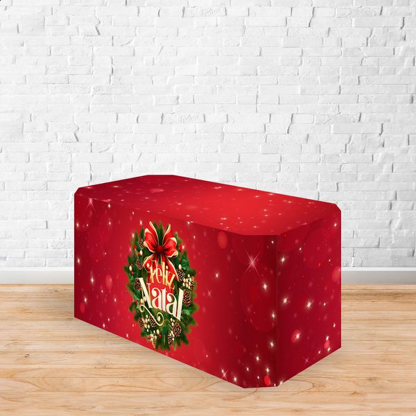 Capa Decorativa para 2 Mesas Quadrada Sublimada Tema Natal Decorações Natalinas 4610