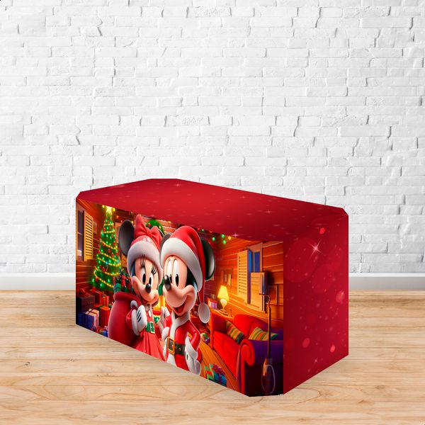 Capa Decorativa para 2 Mesas Quadrada Sublimada Tema Natal Decorações Natalinas 4612
