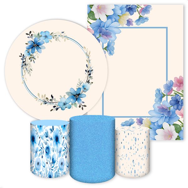 Kit 5 Peças Capa Redonda + Capa Retangular + Trio Capas Cilindros Sublimados Tema Flores 2176