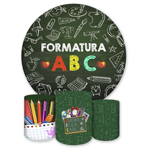 Capa Painel + Trio Capas Cilindros Sublimados Tema ABC 4089 