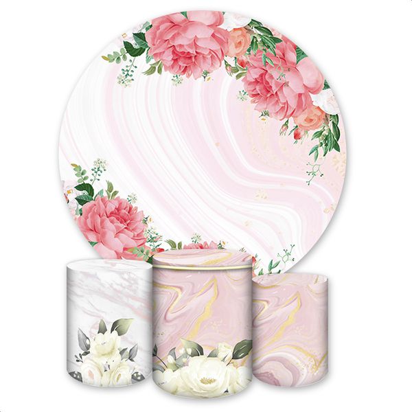 Capa Painel + Trio Capas Cilindros Sublimados Tema Flores 446