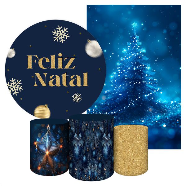 Kit 5 Peças Capa Redonda + Capa Retangular + Trio Capas Cilindros Sublimados Tema Natal 2252