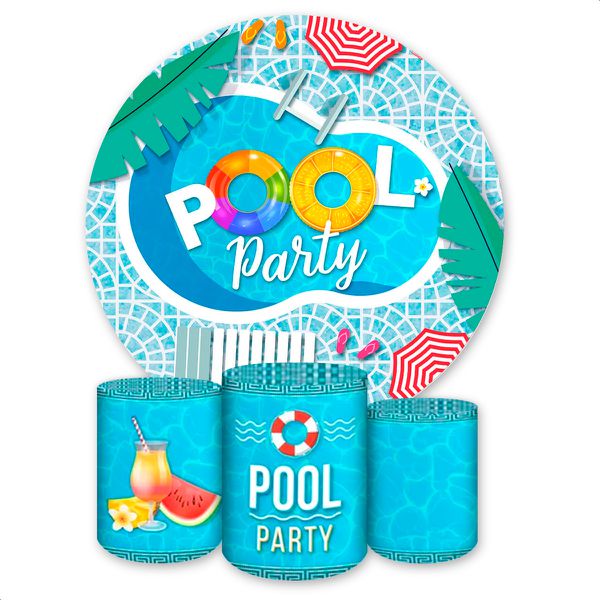 Capa Painel + Trio Capas Cilindros Sublimados Tema Pool Party 1798