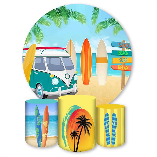 Capa Painel + Trio Capas Cilindros Sublimados Tema Pool Party 787