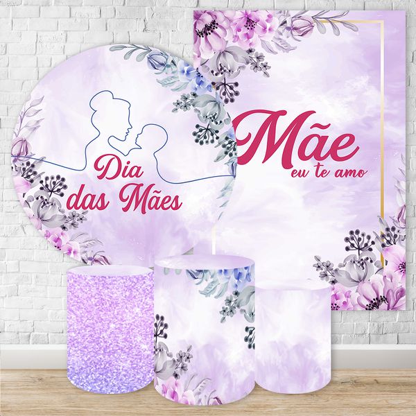 Kit 5 Peças Capa Redonda + Capa Retangular + Trio Capas Cilindros Sublimados Tema Dia das Mães 398