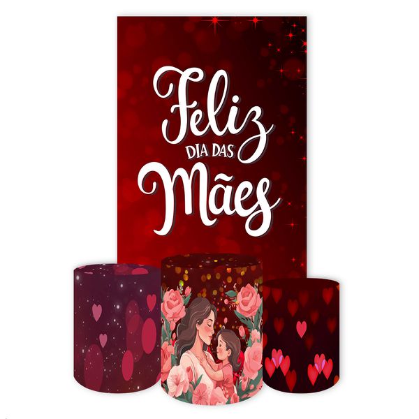 Capa Retangular + Trio Capas Cilindros Sublimados Tema Dia das Mães 429
