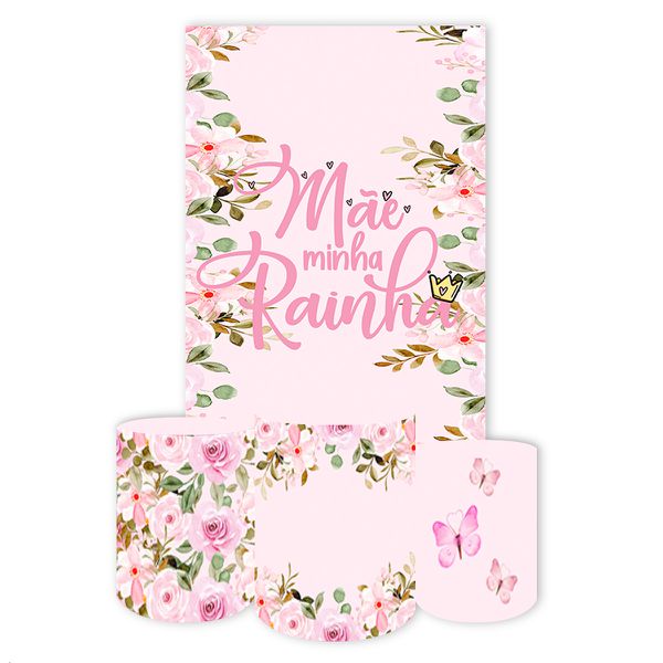 Capa Retangular + Trio Capas Cilindros Sublimados Tema Dia das Mães 433