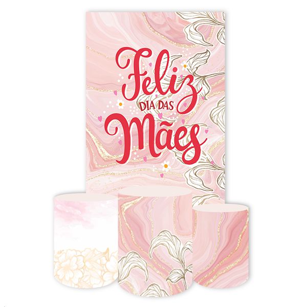 Capa Retangular + Trio Capas Cilindros Sublimados Tema Dia das Mães 434