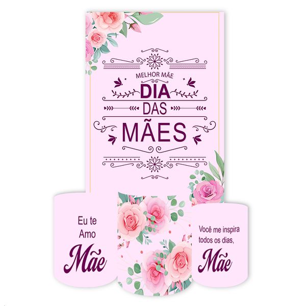 Capa Retangular + Trio Capas Cilindros Sublimados Tema Dia das Mães 436