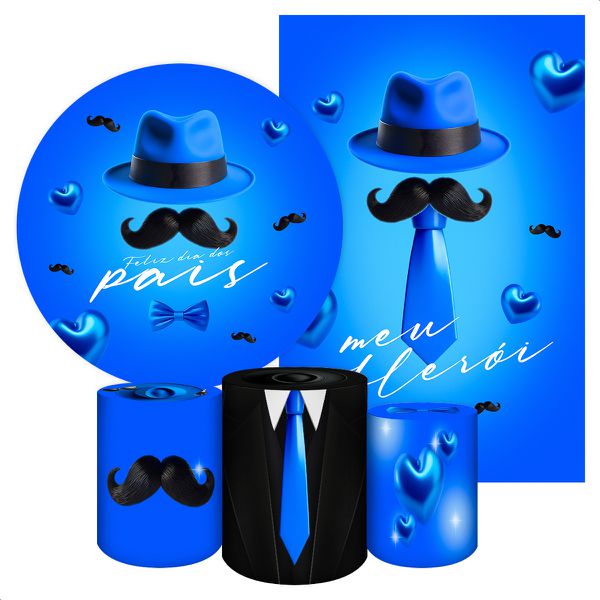 Kit 5 Peças Capa Redonda + Capa Retangular + Trio Capas Cilindros Sublimados Tema Dia dos pais 2045