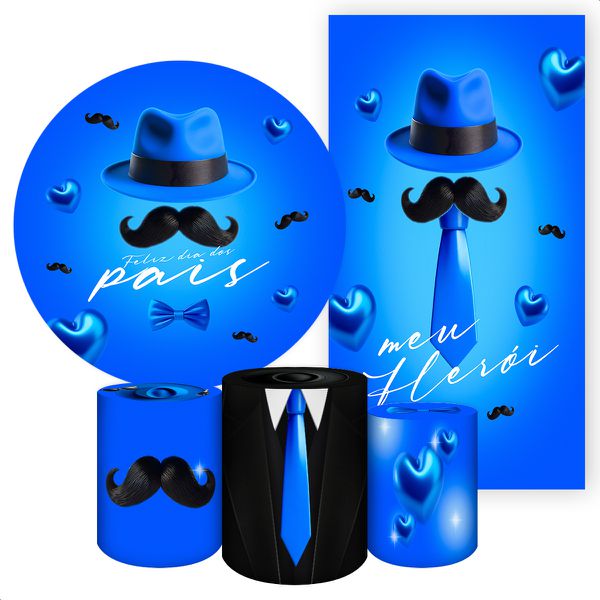 Kit 5 Peças Capa Redonda + Capa Retangular + Trio Capas Cilindros Sublimados Tema Dia dos pais 2045