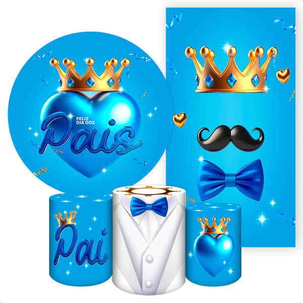 Kit 5 Peças Capa Redonda + Capa Retangular + Trio Capas Cilindros Sublimados Tema Dia dos pais 2046