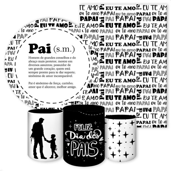 Kit 5 Peças Capa Redonda + Capa Retangular + Trio Capas Cilindros Sublimados Tema Dia dos pais 186