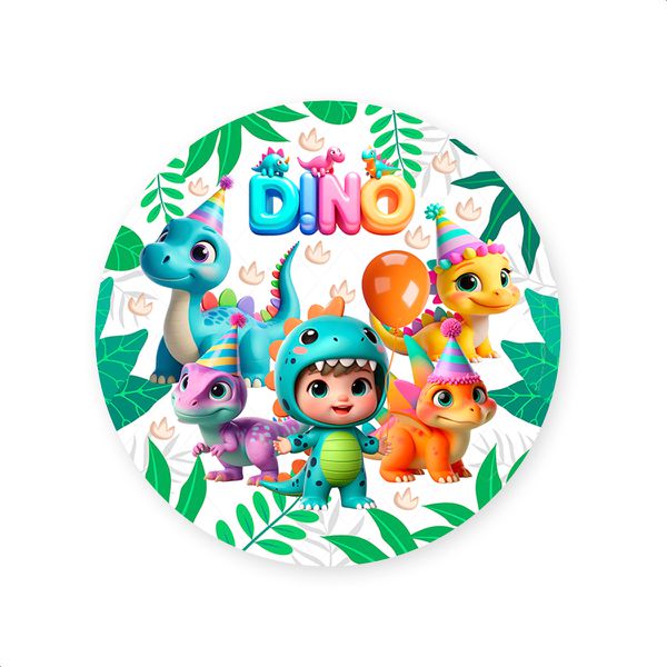 Capa Painel Redondo Sublimados Tema Festa Dino Baby 2226