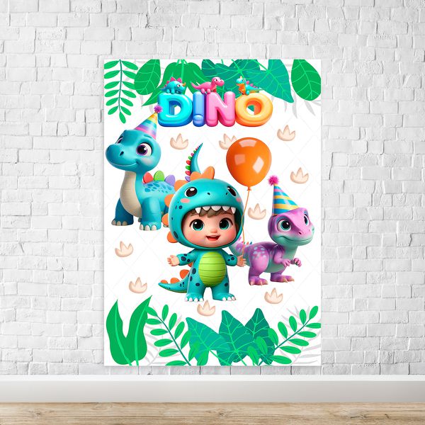 Capa Painel Retangular Sublimado Tema Festa Dino Baby 2226