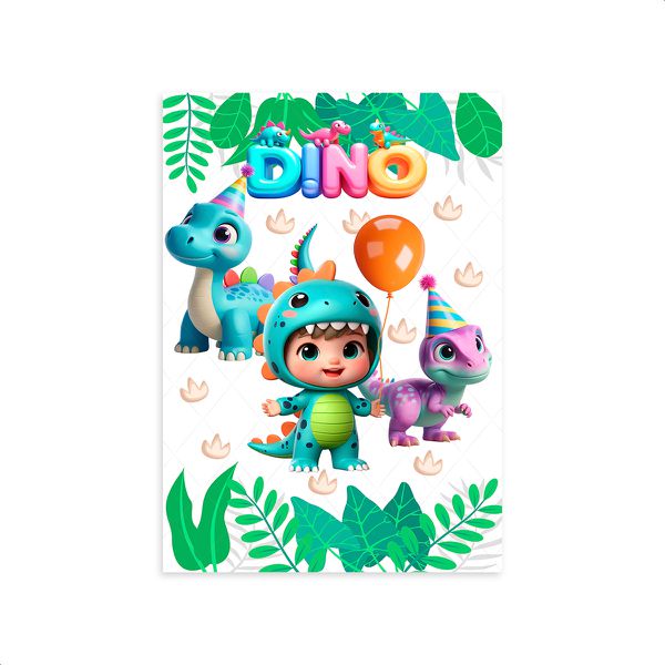Capa Painel Retangular Sublimado Tema Festa Dino Baby 2226