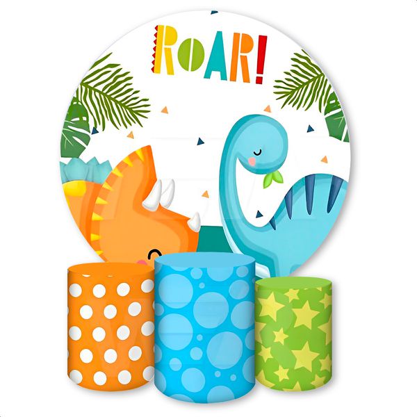 Capa Painel + Trio Capas Cilindros Sublimados Tema Dino Baby 1155