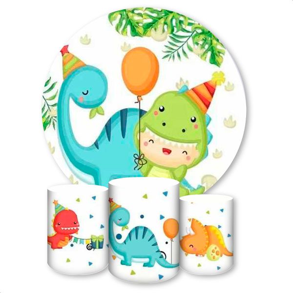 Capa Painel + Trio Capas Cilindros Sublimados Tema Dino Baby 765