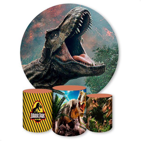 Capa Painel + Trio Capas Cilindros Sublimados Tema Dinossauro 937