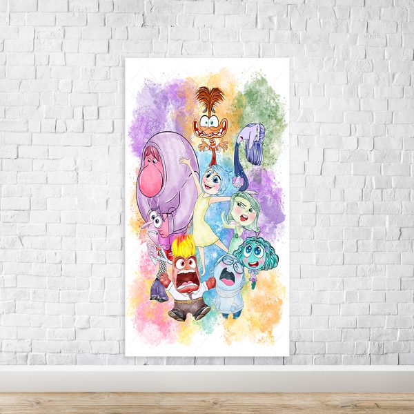 Capa Painel Retangular Sublimado Tema Divertida Mente Aquarelado giz 2042