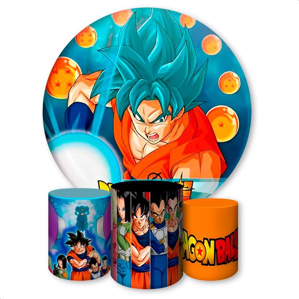 Capa Painel + Trio Capas Cilindros Sublimados Tema Dragon Ball 1485