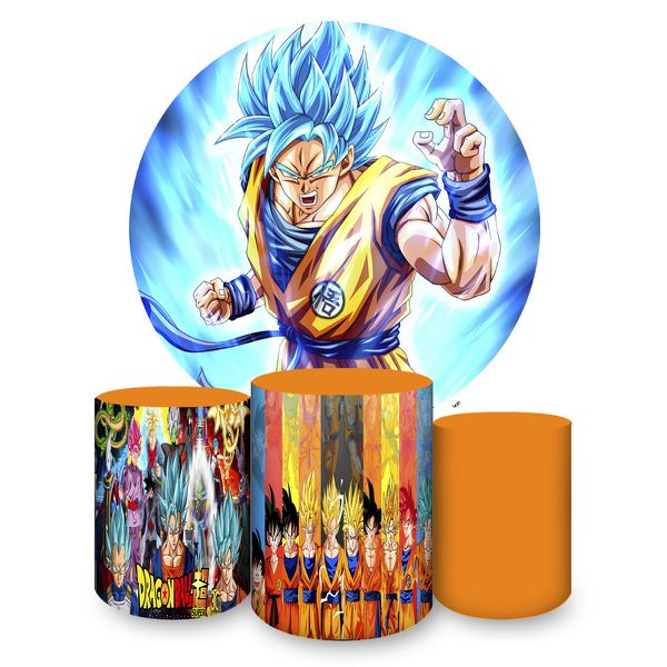 Capa Painel + Trio Capas Cilindros Sublimados Tema Dragon Ball 1487
