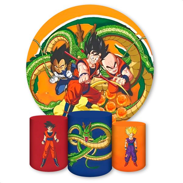 Capa Painel + Trio Capas Cilindros Sublimados Tema Dragon Ball 1488