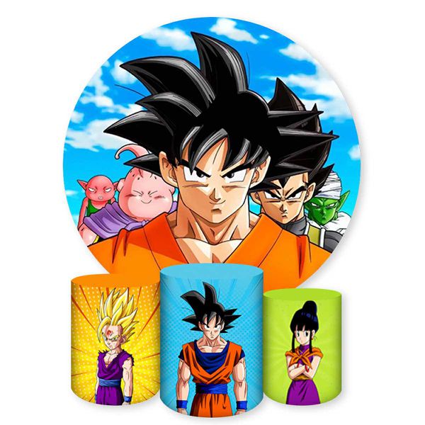 Capa Painel + Trio Capas Cilindros Sublimados Tema Dragon Ball 968