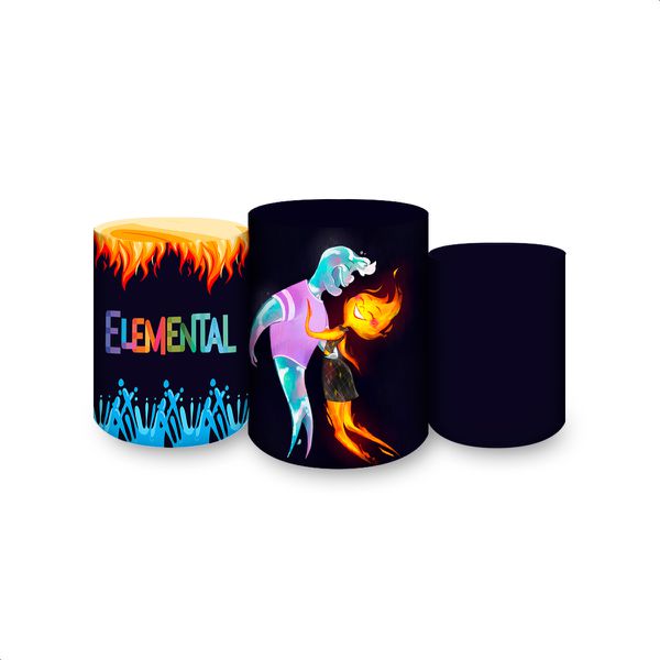 Trio Capas Cilindros Sublimados Tema Elementos