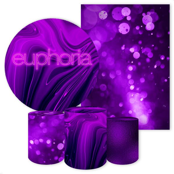 Kit 5 Peças Capa Redonda + Capa Retangular + Trio Capas Cilindros Sublimados Tema Euphoria 73
