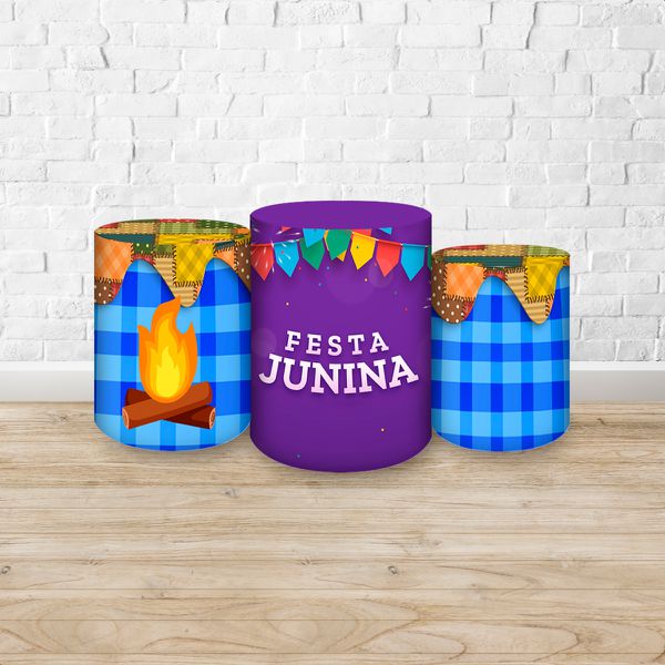 Trio Capas Cilindros Sublimados Tema Festa Junina 2663