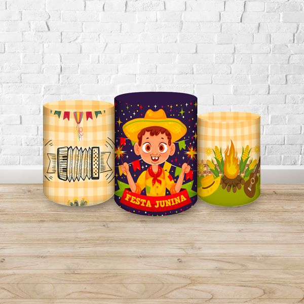 Trio Capas Cilindros Sublimados Tema Festa Junina 2664