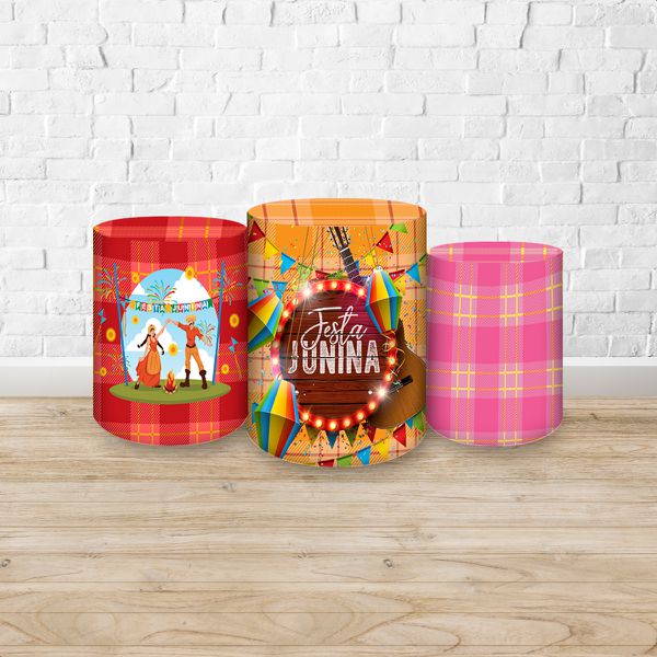 Trio Capas Cilindros Sublimados Tema Festa Junina 2661