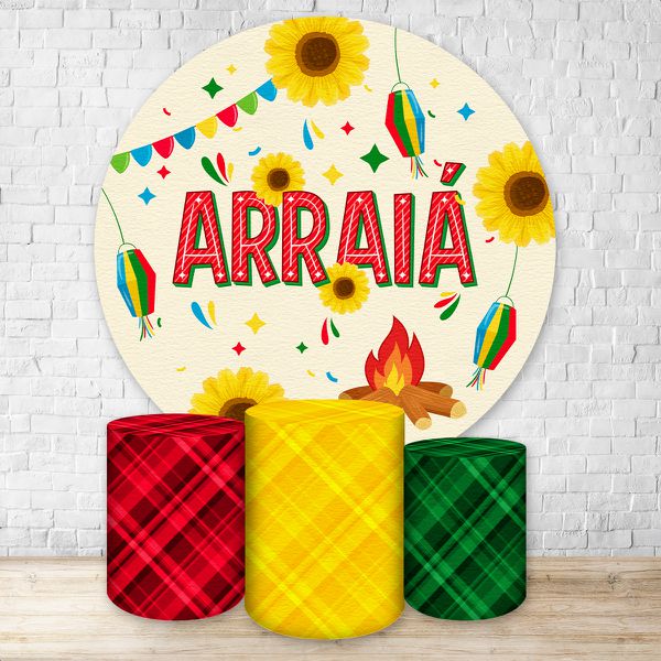 Capa Painel + Trio Capas Cilindros Sublimados Tema Festa Junina 2186